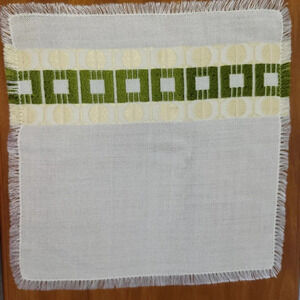 Vintage White Yellow Green  Table Mats Squares Two Pieces Table Runners